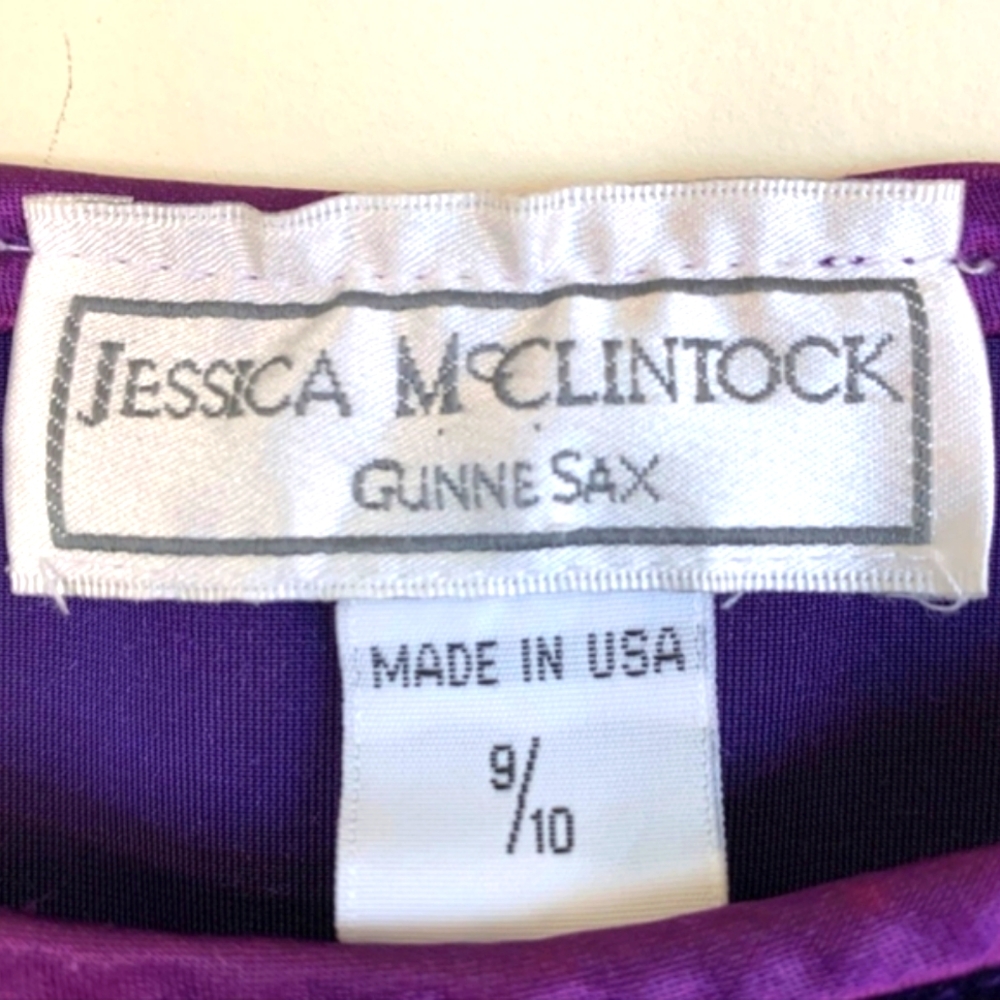 💜 Luxe Vtg 90's Jessica McClintock Gunne Sax Royal Purple Cocktail Dress - 9/10 - Picture 15 of 16